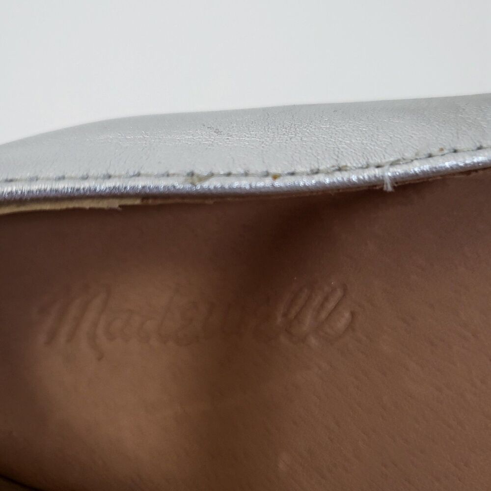Madewell Silver Leather Ballet Flats with Black Strap - Picture 12 of 16